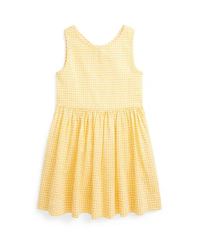 Polo Ralph Lauren Kids' Toddler And Little Girls Gingham Cotton Seersucker Dress In Yellow,white