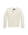 Polo Ralph Lauren Toddler And Little Girls Metallic Cable Cotton-blend Cardigan Sweater In Cream