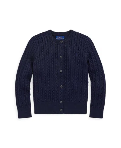 Polo Ralph Lauren Toddler And Little Girls Metallic Cable Cotton-blend Cardigan Sweater In Rl Navy