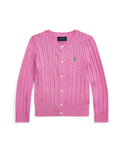 Polo Ralph Lauren Kids' Toddler And Little Girls Mini-cable Cotton Cardigan In Pink