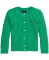 Polo Ralph Lauren Toddler And Little Girls Cable-knit Cotton Cardigan In Stafford Green W,oplnt Purpl