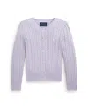 Polo Ralph Lauren Toddler And Little Girls Mini-cable Cotton Cardigan Sweater In Flower Purple With Nevis