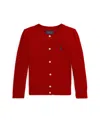 Polo Ralph Lauren Big Girls Mini-cable Cotton Cardigan In Red
