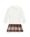 Polo Ralph Lauren Toddler And Little Girls Plaid-skirt Ponte Dress In White