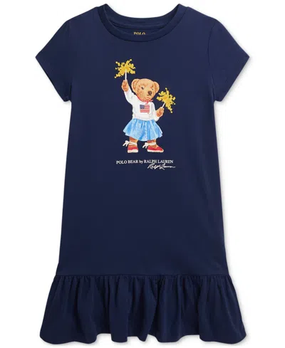 Polo Ralph Lauren Kids' Toddler & Little Girls Polo Bear Cotton Jersey Tee Dress In Spring Nvy