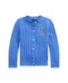 Polo Ralph Lauren Kids' Polo Bear Mini-cable Cotton Cardigan In Blue