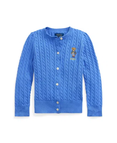 Polo Ralph Lauren Kids' Polo Bear Mini-cable Cotton Cardigan In Blue