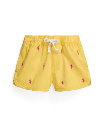 Polo Ralph Lauren Kids' Toddler And Little Girls Polo Pony Cotton Twill Shorts In Signal Yellow