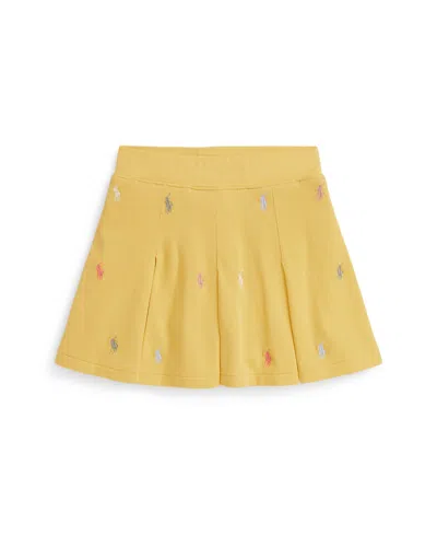 Polo Ralph Lauren Kids' Toddler And Little Girls Polo Pony Pleated Mesh Skort In Yellow