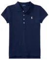 Polo Ralph Lauren Kids' Big Girls Stretch Mesh Polo Shirt In Refined Navy