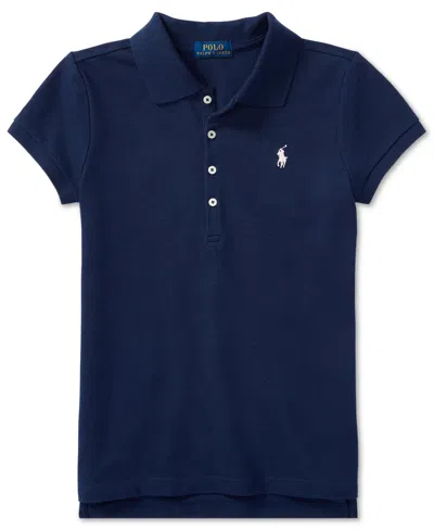Polo Ralph Lauren Kids' Toddler And Little Girls Short Sleeve Stretch Cotton Mesh Polo Shirt In Refined Navy
