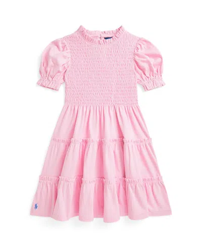 POLO RALPH LAUREN TODDLER AND LITTLE GIRLS SMOCKED COTTON JERSEY DRESS