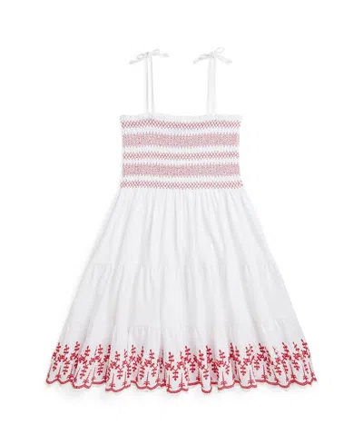 Polo Ralph Lauren Kids' Toddler And Little Girls Smocked Eyelet Jersey Dress In White