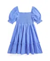 Polo Ralph Lauren Girl's Smocked Day Dress In Harbor Island Blue,oasis Yellow