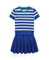 Polo Ralph Lauren Ralph Lauren Girls Striped Cable Knit Top And Skirt Set In Cruise Royal Multi,belmont Pink