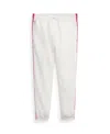Polo Ralph Lauren Toddler And Little Girls Striped French Terry Jogger Pant In Paper White With Belmont Pink