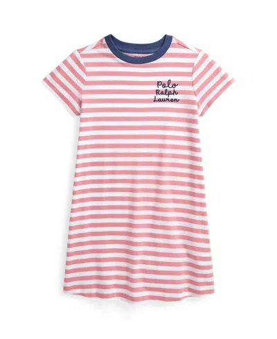 POLO RALPH LAUREN TODDLER AND LITTLE GIRLS STRIPED LOGO JERSEY DRESS