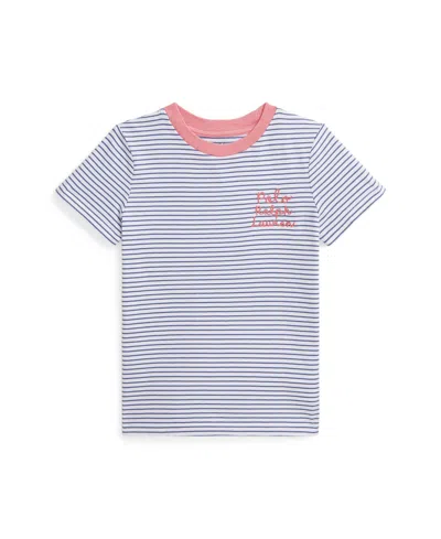 POLO RALPH LAUREN TODDLER AND LITTLE GIRLS STRIPED LOGO JERSEY T-SHIRT