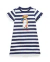 Polo Ralph Lauren Striped Polo Bear Cotton Tee Dress In Navy