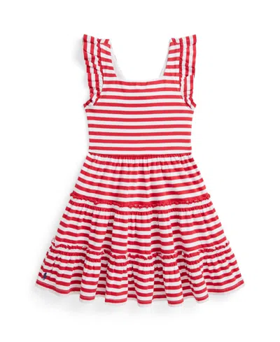 POLO RALPH LAUREN TODDLER AND LITTLE GIRLS STRIPED RUFFLED JERSEY DRESS