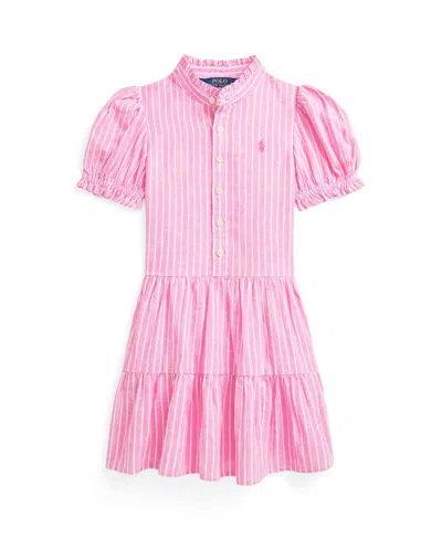 POLO RALPH LAUREN TODDLER AND LITTLE GIRLS STRIPED TIERED LINEN-COTTON DRESS
