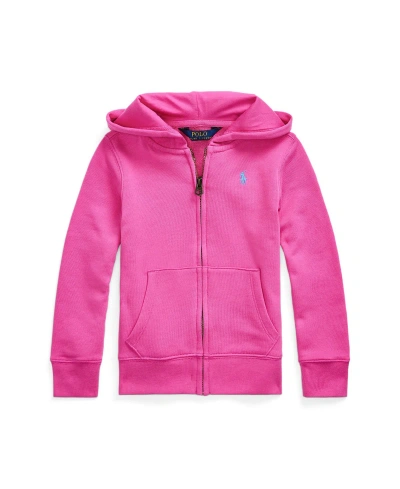 Polo Ralph Lauren Kids' Toddler And Little Girls Terry Full-zip Hoodie In Belmont Pink With New England Blue
