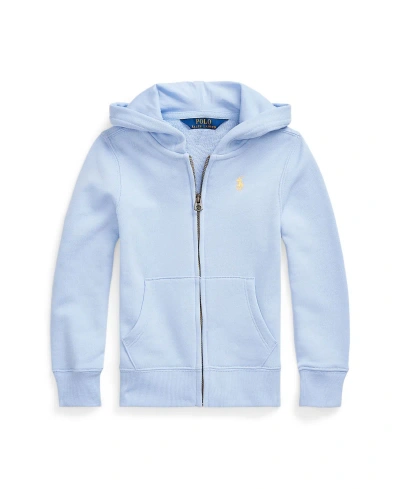 Polo Ralph Lauren Kids' Toddler And Little Girls Terry Full-zip Hoodie In Blue Hyacinth With Corn Yellow