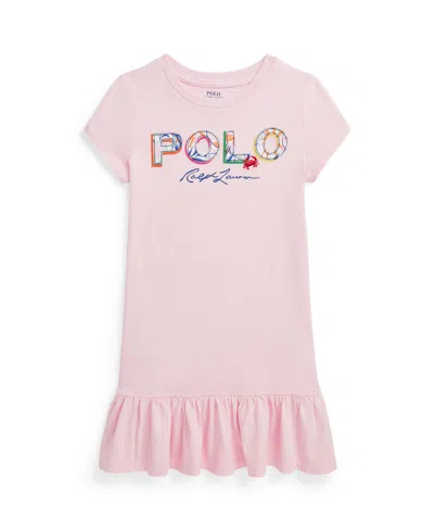 Polo Ralph Lauren Kids' Big Girls Tropical-logo Cotton Jersey T-shirt Dress In Hint Of Pink