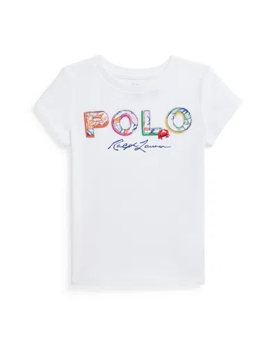 Polo Ralph Lauren Kids' Toddler And Little Girls Tropical-logo Cotton Jersey T-shirt In White