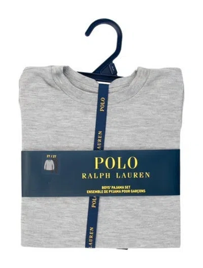 Pre-owned Polo Ralph Lauren Babies' Toddler Boys Branded Pattern Printed Pajama Set W/tags In Grey