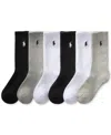 Polo Ralph Lauren Toddler Boys Solid Quarter Crew Socks, 6-pack In Gray