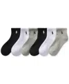 Polo Ralph Lauren Toddler Boys Solid Quarter Crew Socks, 6-pack In Gray