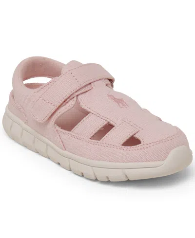 Polo Ralph Lauren Babies' Toddler Girls Barnes Fisherman Ez Fastening Strap Casual Sneakers From Finish Line In Pink