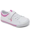 Polo Ralph Lauren Toddler Girls Elmwood Fastening Strap Casual Sneakers From Finish Line In White,pink