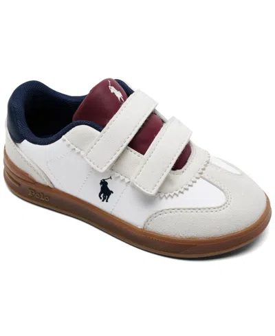 Polo Ralph Lauren Toddler Kid's Hollis Ez Stay-put Closure Lifestyle Sneakers From Finish Line In White,metallic Silver