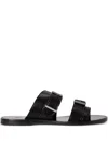 Polo Ralph Lauren Toe-strap-detail Flat Sandals In Black