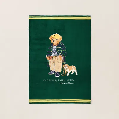 Polo Ralph Lauren Toggle Coat Polo Bear Throw Blanket In Green Multi