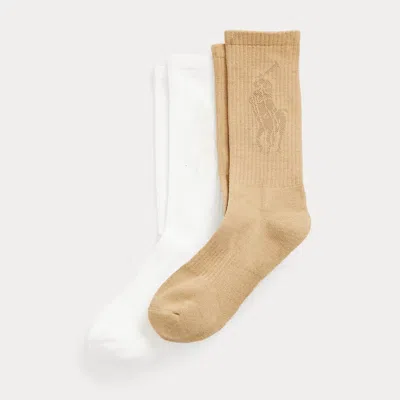 Polo Ralph Lauren Tonal Logo Cotton-blend Crew Sock 2-pack In Animal Print