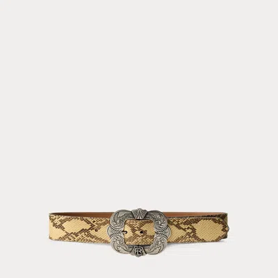 Polo Ralph Lauren Tooled-buckle Ayers Belt In Natural