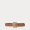 Polo Ralph Lauren Tooled-buckle Calfskin Suede Belt In Rl Gold