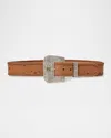 Polo Ralph Lauren Tooled-buckle Calfskin Suede Belt In Rl Brown