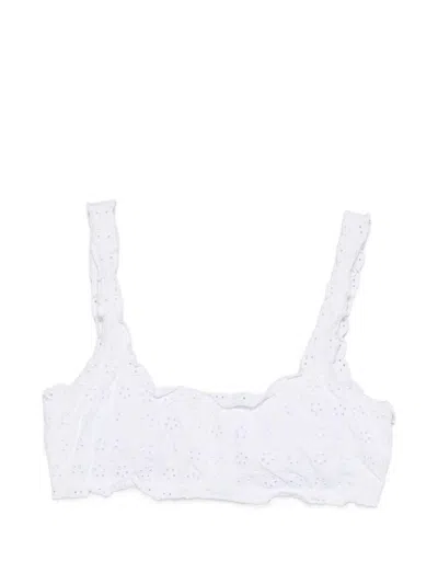 Polo Ralph Lauren Top Bikini In San Gallo Bianco  In White