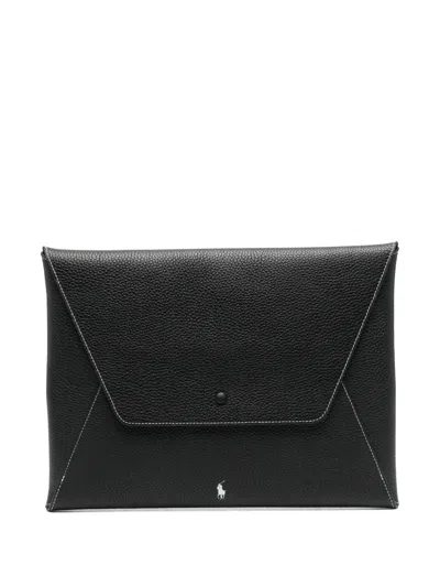 Polo Ralph Lauren Topstitch Envelope Purse In Black