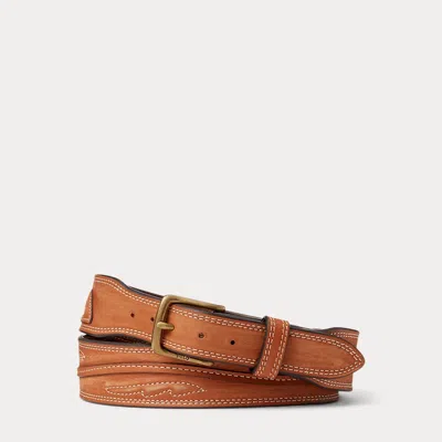 Polo Ralph Lauren Topstitched Leather Belt In Brown