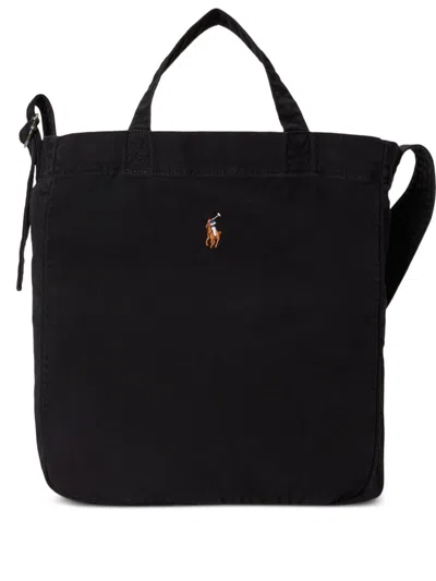 Polo Ralph Lauren Tote Bag "lou" With Embroidered Logo In Black