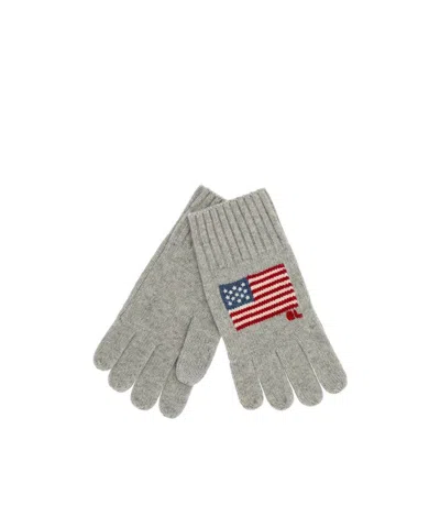 Polo Ralph Lauren Touchscreen Five-finger Gloves In Gray