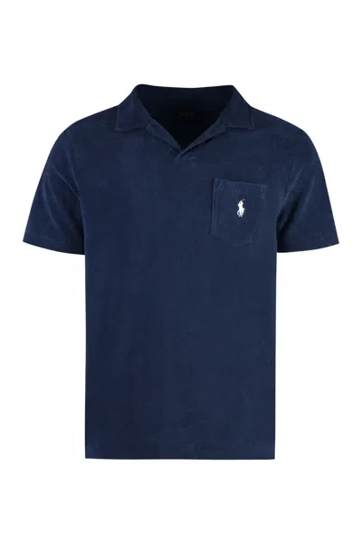 Polo Ralph Lauren Towelling Polo Shirt In Blue
