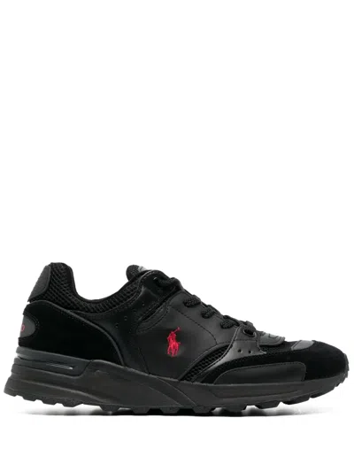 Polo Ralph Lauren Trackster 200 Leather Sneakers In Schwarz