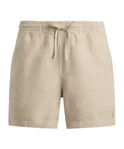 Polo Ralph Lauren Drawstring Embroidered-logo Shorts In Neutral
