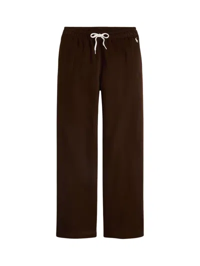 Polo Ralph Lauren Tracksuit Trousers With Logo In Brown